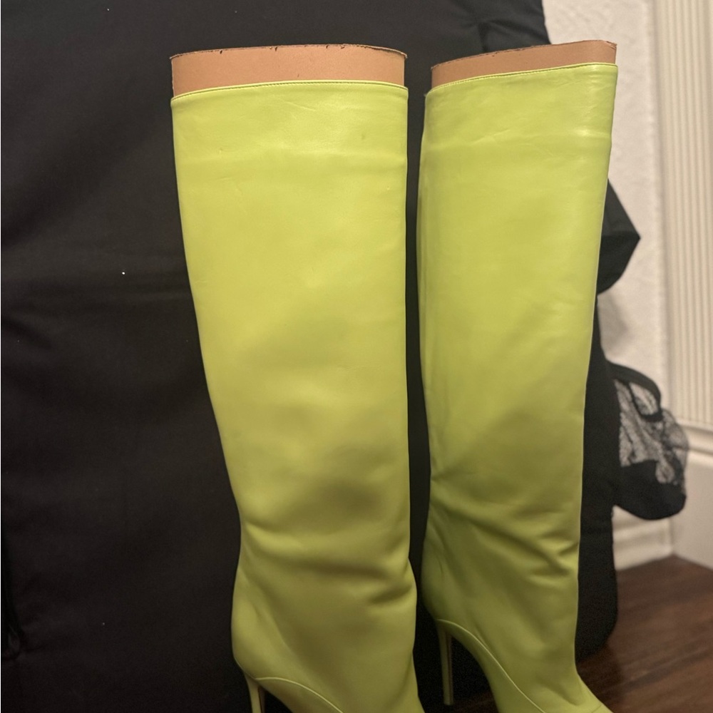 SCHUTZ Green Over the Knee Boots with Bold Elegance